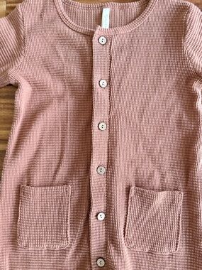 Rylee & Cru Brown Thermal Button Front Romper 12 18 Months 1 Piece Waffle Weave